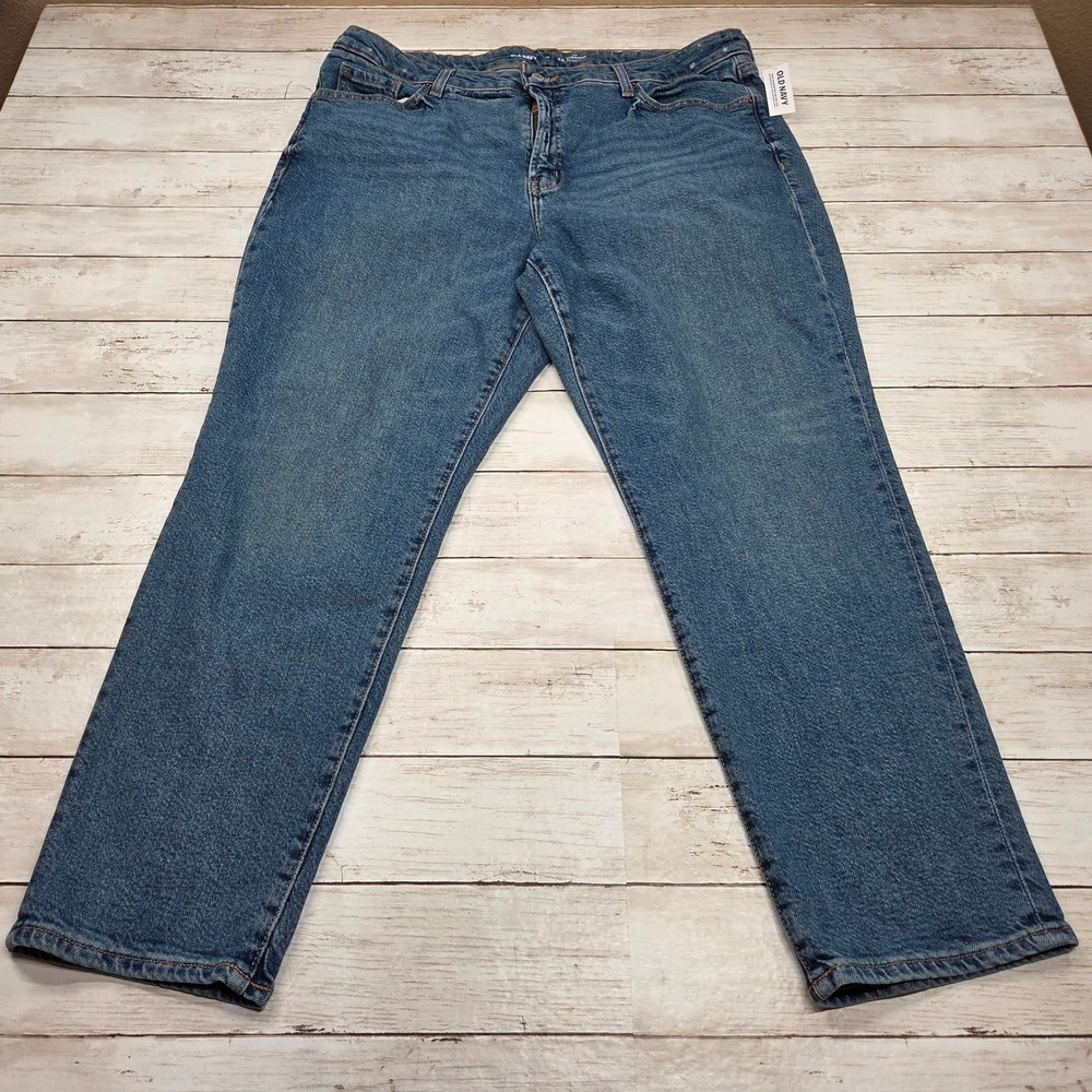 Old Navy O.G. Straight Cherry High Rise Jeans Women 18 Blue Medium Wash